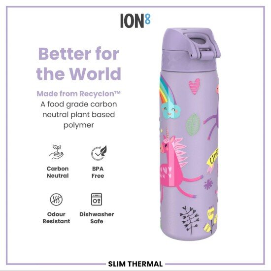 Ion8 SLIM бутилка за вода неръждаема стомана 500 ml Unicorns Periwinkle