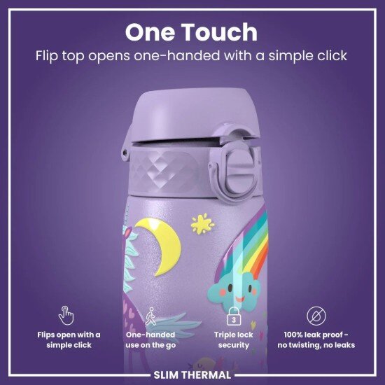 Ion8 SLIM бутилка за вода неръждаема стомана 500 ml Unicorns Periwinkle