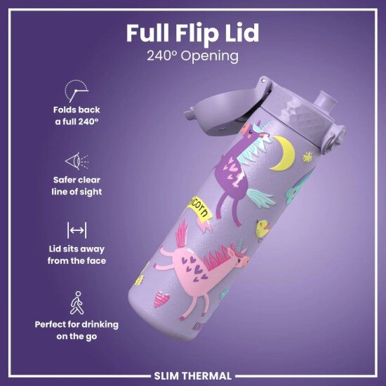 Ion8 SLIM бутилка за вода неръждаема стомана 500 ml Unicorns Periwinkle