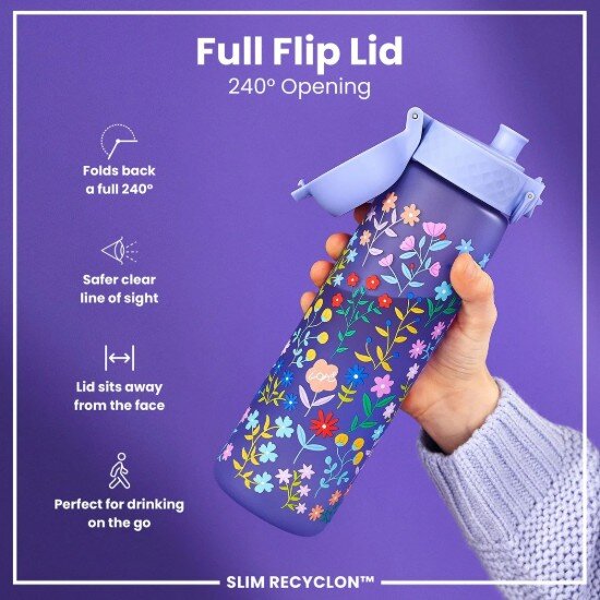 Ion8 SLIM детска бутилка за вода рециклон 500 мл Ditsy Floral -