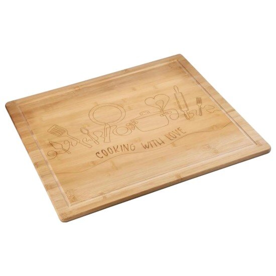 Kesper Дъска за рязане с крачета бамбук 56 x 50 x 3.1 см "Cooking with lov