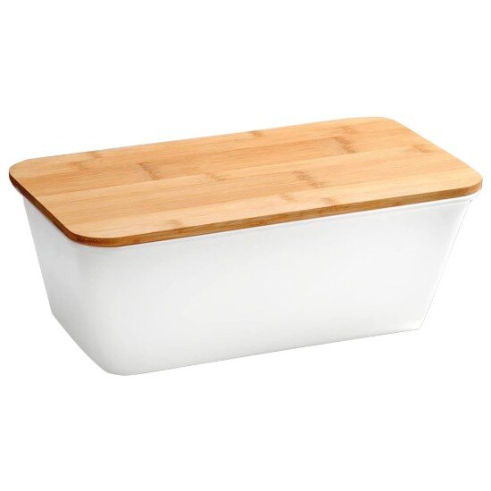 Kesper Кутия за хляб с дъска за рязане пластмаса 35 x 20 x 14 см бяла - K