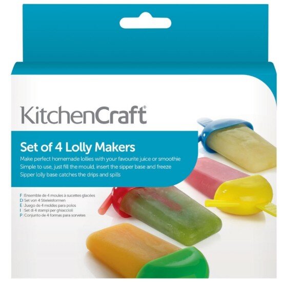 Kitchen Craft Комплект 4 форми за сладолед 80 мл пластмасови -
