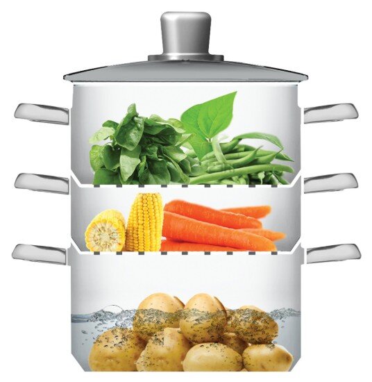 Kitchen Craft Комплект многостепенни тенджери от неръждаема стомана за готвене на па