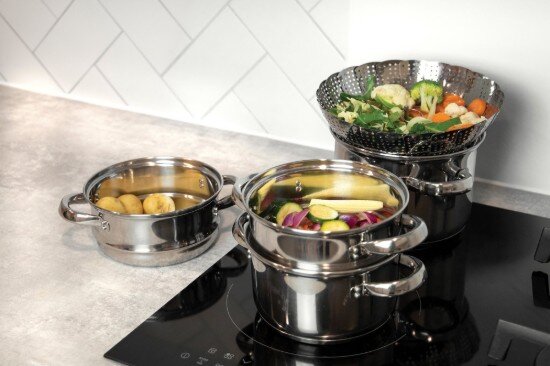Kitchen Craft Комплект многостепенни тенджери от неръждаема стомана за готвене на па