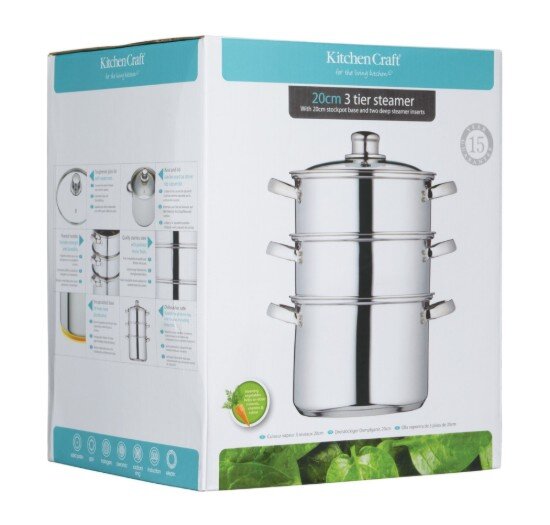 Kitchen Craft Комплект многостепенни тенджери от неръждаема стомана за готвене на па