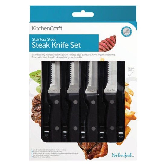 Kitchen Craft Комплект от 6 ножа за стек неръждаема стомана -
