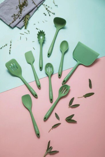 Kitchen Craft Лъжица с прорези силикон 27 см зелен -