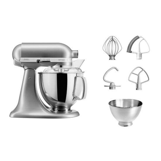 KitchenAid Стационарен миксер "Artisan" с купа 48 л модел 175 "Contour Silver