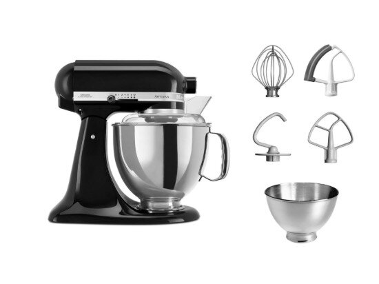 KitchenAid Стационарен миксер "Artisan" с купа 48 л модел 175 "Onyx Black - K