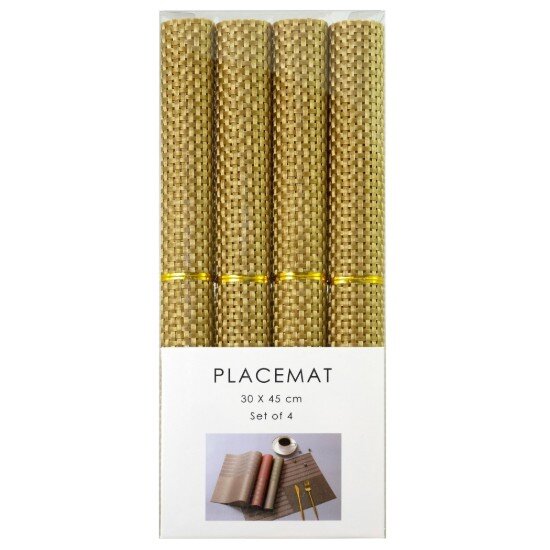 KitchenShop Комплект от 4 подложки за маса 45 х 30 см златисти