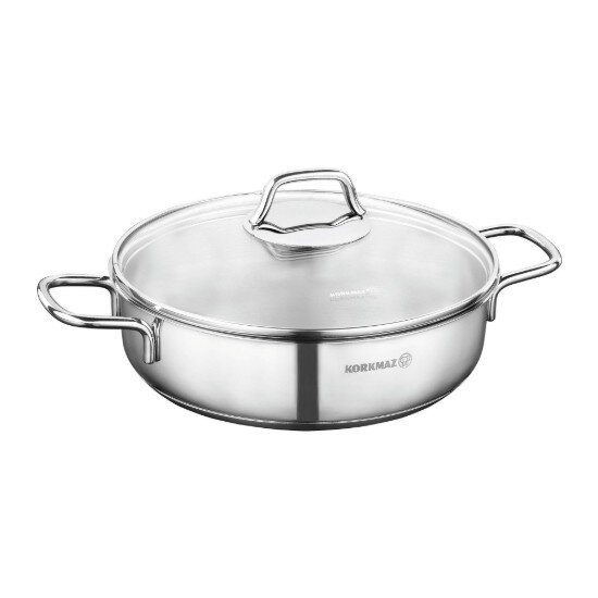 Korkmaz Тиган неръждаема стомана с капак 26см / 3.6L "Perla" - Кorkmaz