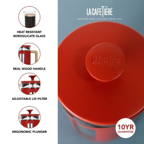La Cafetiere Кафемашина изработена от боросиликатно стъкло 1L "Pisa" червена -