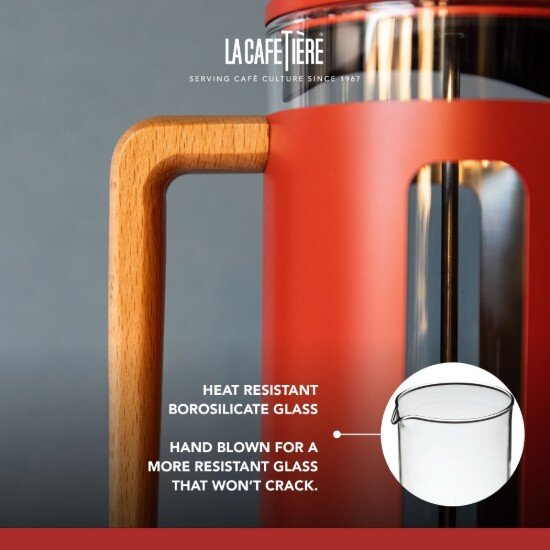 La Cafetiere Кафемашина изработена от боросиликатно стъкло 350 мл "Пиза" червен
