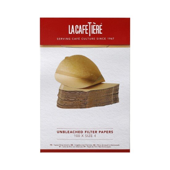 La Cafetiere Комплект неизбелени филтърни хартии от 100 части размер 4 - La Cafetie
