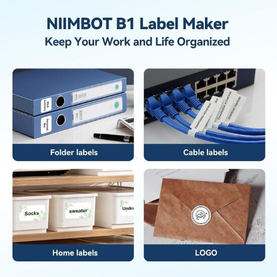 Niimbot Преносим термопринтер за етикети модел B1 Grey -