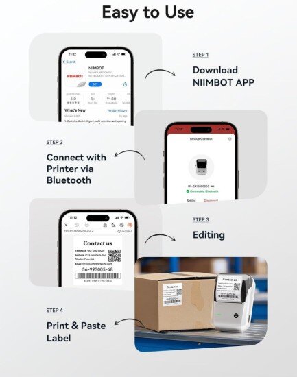 Niimbot Преносим термопринтер за етикети модел B1 Grey -