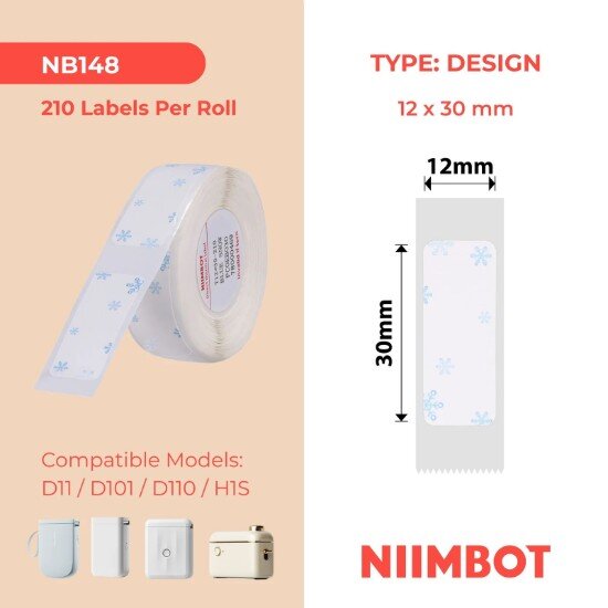 Niimbot Ролка с етикети 12x30 мм 210 бр./ролка Blue Snow -