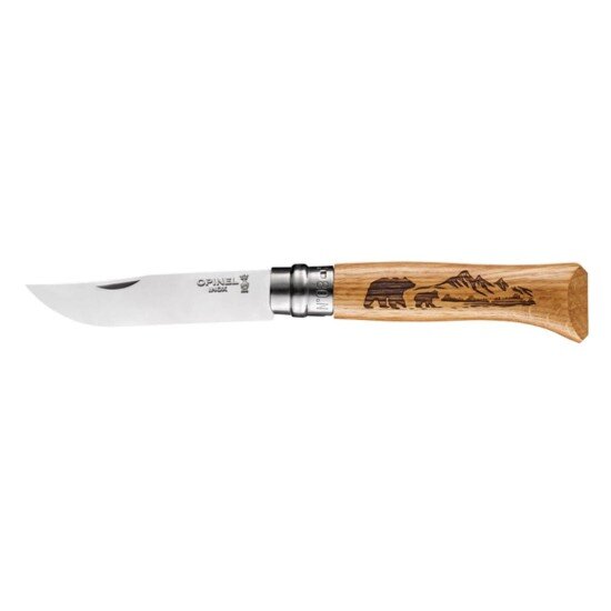 Opinel Джобен нож N°08 неръждаема стомана 8.5 см "Engraved" Animalia Bear