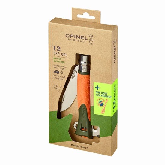 Opinel Джобен нож N°12 с екстрактор за кърлежи "Explore" Orange -