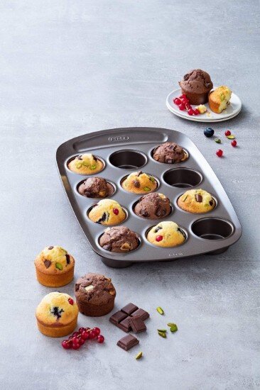 pyrex Форма за мъфини с 12 отделения въглеродна стомана 38x25.5 см -