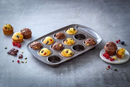 pyrex Форма за мъфини с 12 отделения въглеродна стомана 38x25.5 см -