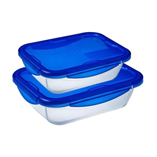 pyrex Комплект от 2 правоъгълни контейнера за храна с херметически капак т