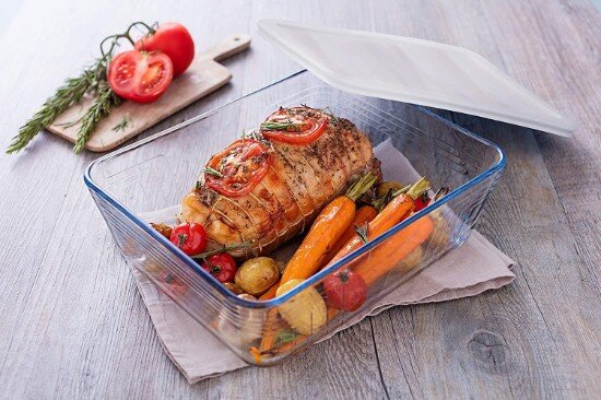 pyrex Комплект от 2 правоъгълни контейнера за храна с капаци изработени от