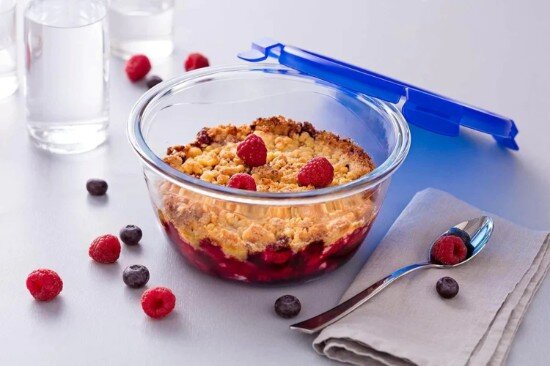 pyrex Кръгъл контейнер за храна с херметически затворен капак топлоустойчи