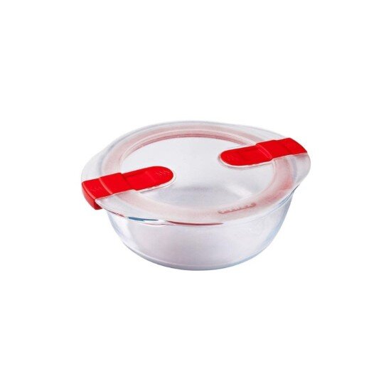 pyrex Кръгъл контейнер за храна с капак топлоустойчиво стъкло 18cm/1L - P