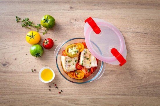 pyrex Кръгъл контейнер за храна с капак топлоустойчиво стъкло 18cm/1L - P