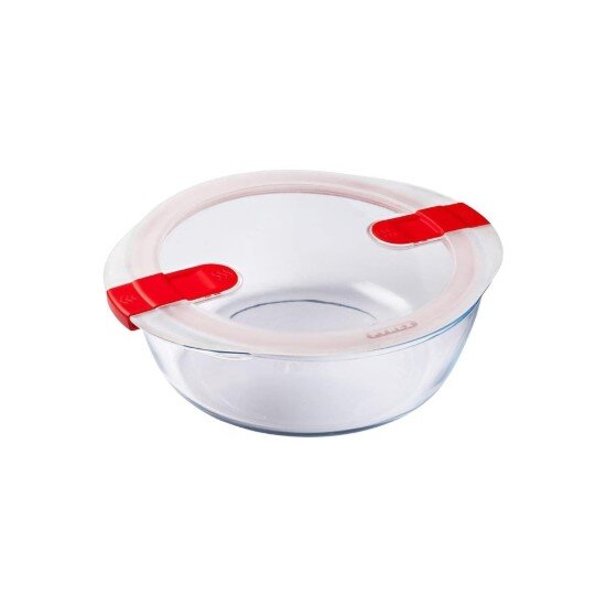 pyrex Кръгъл контейнер за храна с капак топлоустойчиво стъкло 23cm/2.3L -