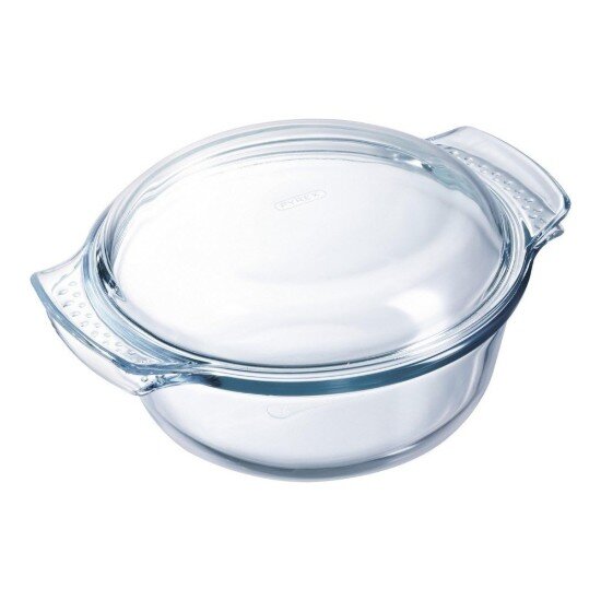 pyrex Кръгла купа с капак изработена от термоустойчиво стъкло 35 л + 14