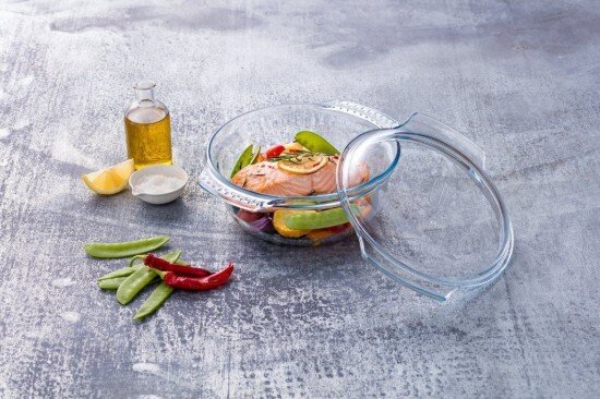 pyrex Кръгла купа с капак изработена от термоустойчиво стъкло 35 л + 14