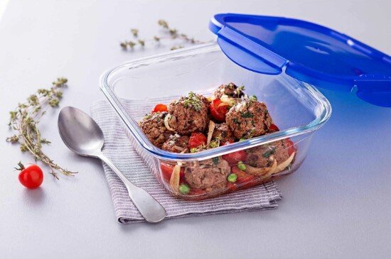 pyrex Квадратен контейнер за храна с херметически затворен капак топлоусто