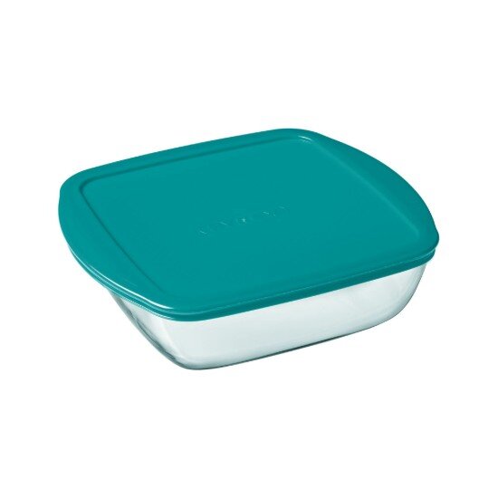 pyrex Квадратен контейнер за храна с капак термоустойчиво стъкло 25x22 см