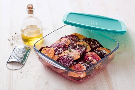 pyrex Квадратен контейнер за храна с капак термоустойчиво стъкло 25x22 см