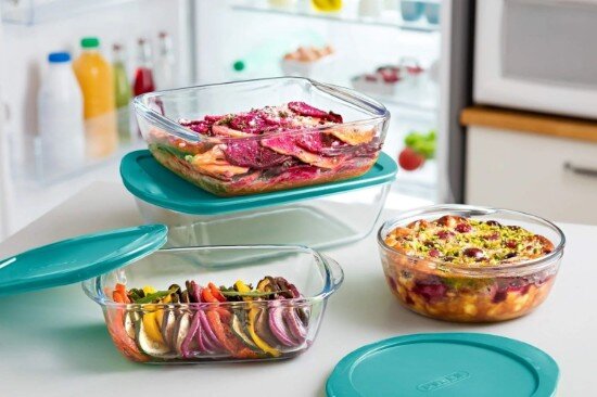 pyrex Квадратен контейнер за храна с капак термоустойчиво стъкло 25x22 см