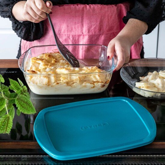 pyrex Квадратен контейнер за храна с капак термоустойчиво стъкло 25x22 см