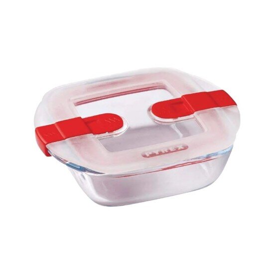 pyrex Квадратен контейнер за храна с капак топлоустойчиво стъкло 25x22cm/