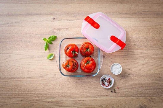 pyrex Квадратен контейнер за храна с капак топлоустойчиво стъкло 25x22cm/