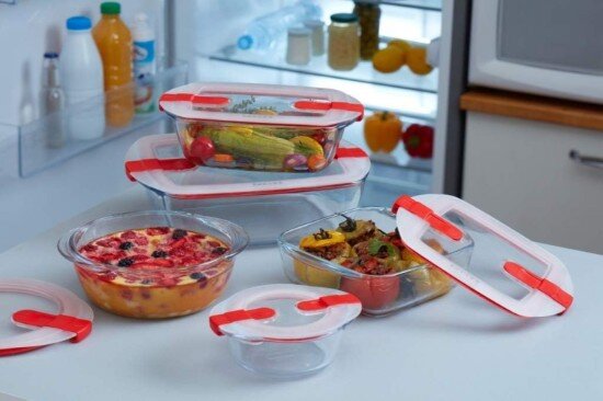 pyrex Квадратен контейнер за храна с капак топлоустойчиво стъкло 25x22cm/