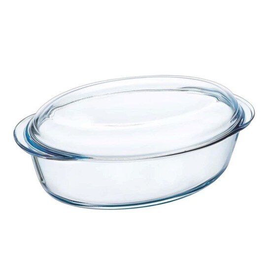 pyrex Овална чиния с капак изработена от термоустойчиво стъкло 31 л + 1 л