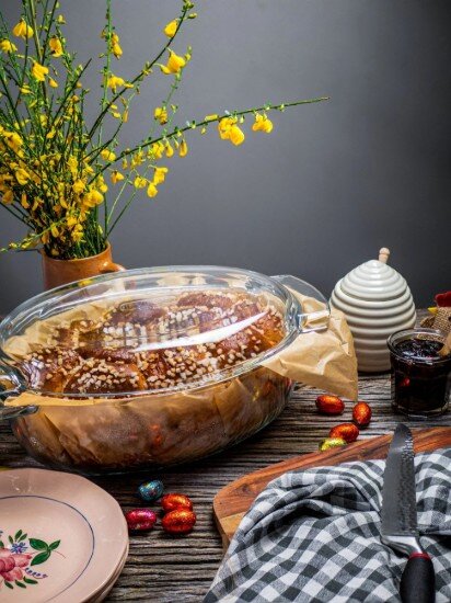 pyrex Овална чиния с капак изработена от термоустойчиво стъкло 44 л + 14