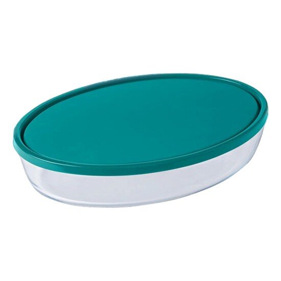 pyrex Овална кутия за храна с капак термоустойчиво стъкло 35x24см/3.1л B