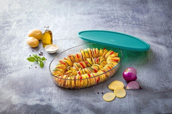 pyrex Овална кутия за храна с капак термоустойчиво стъкло 35x24см/3.1л B
