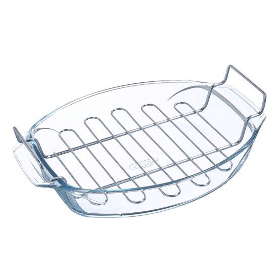 pyrex Овална тава за печене с решетка термоустойчиво стъкло 4 л -