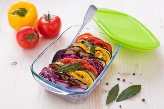 pyrex Правоъгълен контейнер за храна с капак термоустойчиво стъкло 28x20с