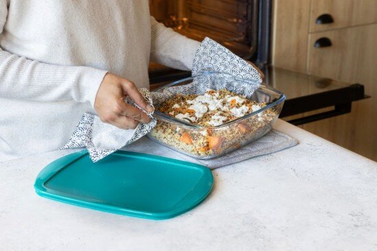 pyrex Правоъгълен контейнер за храна с капак термоустойчиво стъкло 28x20с