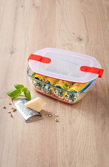 pyrex Правоъгълен контейнер за храна с капак топлоустойчиво стъкло 23x15c
